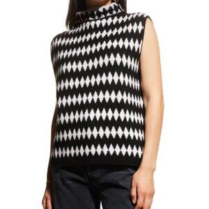 Lisa Yang cashmere black-and-white sleeveless sweater